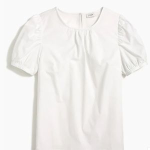 Puff-sleeve top in stretch cotton poplin